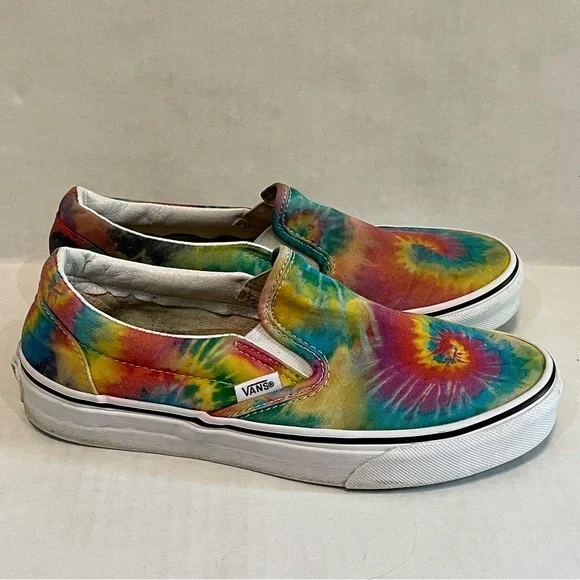 Vans Off The Wall Rainbow Tie Dye Classic Slip-On Shoes Sneakers Men 6 Women 7.5 - Picture 3 of 8